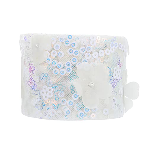 BATHVEVE 1Rolle DIY Gurtband mit Gesticktem Paillettenband und Blumenmotiven für Geschenkverpackungen und Bastelprojekte Elegant und Leicht für Jede Feier von BATHVEVE