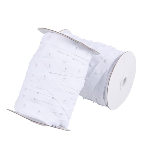 BATHVEVE 2 Rollen Druckknopf gurtband Weiß Snap Fastener Oberseite Unsichtbarer Verschluss für Steppdecken Vorhänge Kleidung Langlebig und Einfach zu Verwenden von BATHVEVE