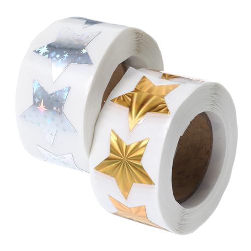 BATHVEVE 2 Rollen Selbstklebende Sterne Aufkleber Fünfzackige Belohnungssticker für Lehrer Dekorative Sternsticker zum Basteln Geschenkverpackung Langlebig und Einfach zu Verwenden von BATHVEVE