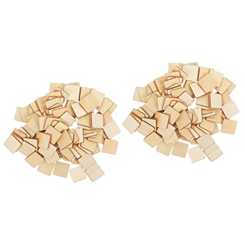BATHVEVE 2 Sätze Diy Holzchips Unlackierte Quadratische Holzblöcke Für Bastelprojekte Natürliche Holzplatten Zum Malen Schnitzen Und Dekorieren Für Kreative Diy Ideen 100 Stück * 2 von BATHVEVE