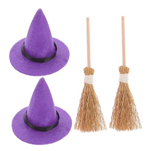 BATHVEVE 2 Sätze Miniatur Hexenbesen und Hüte Set für Puppenhaus Teiliges Halloween Deko Set Hexenhüte Kleine Besen für Kreative BATHVEVE 2 Sätze Miniatur Hexenbesen und Hüte Set für Puppenhaus Teiliges Halloween Deko Set Hexenhüte Kleine Besen für Kreative von BATHVEVE