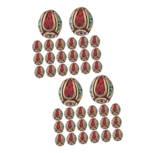 BATHVEVE 2 Sätze Tibetan Style Buddha Spacer Beads Handgemachte Brass Perlen Mit Türkis Für Diy Schmuckherstellung Für Armbänder Und 20 Stück * 2 von BATHVEVE