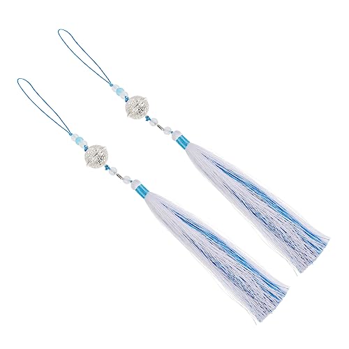 BATHVEVE 2 Stück Antike Handgemachte Quasten Anhänger Weiß Chinesisches Kleid Taillenschmuck Ornament für Kostüme und Feste von BATHVEVE