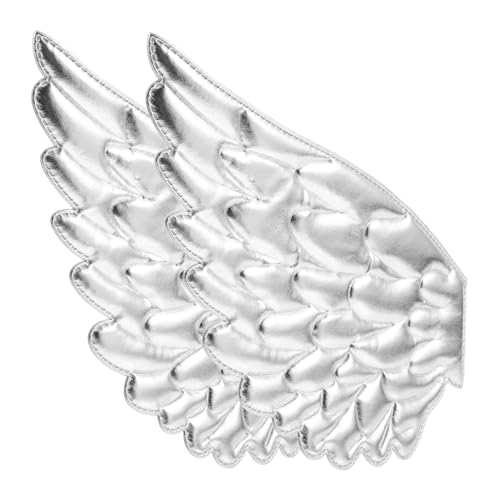 BATHVEVE 2 Stück Engelsflügel Zubehör Flügeleisen auf Patch Engelsflügel basteln dekorative Reparaturflicken Stoff Angel Flügelverkleidung Taschen Bügelbild Polyester Silver von BATHVEVE