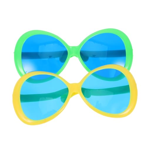 BATHVEVE 2 Stücke Sonnenbrillen Lustige Hawaiianische Brillen für Strandpartys Selfie Requisiten und Sommerliche Veranstaltungen Auffällige Accessoires Gelb und Grün von BATHVEVE