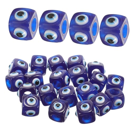 BATHVEVE 20 Stück Resin Augenperlen Augen Würfelperlen für Schmuckherstellung DIY Zubehör für Ohrringe und Armbänder Dunkelblau von BATHVEVE