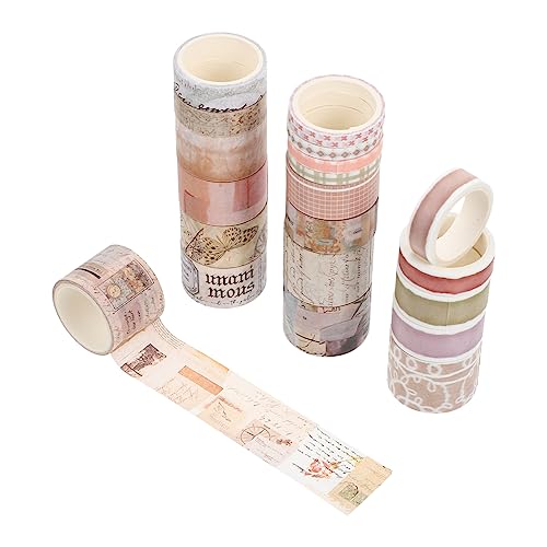 BATHVEVE 20 Stück Retro-Taschenband Aufkleber klebrig Journaling Sammelalbum für farbig Washi -Klebeband kawaii Washi-Klebeband DIY-Bänder Scrapbooking Washi Tape Flüsterpapier von BATHVEVE