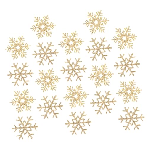 BATHVEVE 20 Stück Teiliges Schneeflocken Stoffpatch Bestickte Applikationen in Gold mit Zweig und Sternmotiven zum Aufnähen für DIY Kleidung Haarschmuck Jeans Jacken und Taschen Vielseitig von BATHVEVE