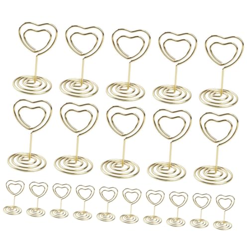 BATHVEVE 20 Stück Tischkartenhalter Metall mit Stabilem Sockel Platzkarten Fotohalter Herzform Goldfarbene Memo Notizklammern für Hochzeit Party Büro und Tischdekoration von BATHVEVE