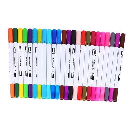 BATHVEVE 24 Stück Aquarellpinsel-Set malen Stifte Pastellstifte Filzstifte Stifte für aquarellstifte Tagebuchstifte Stifte bürsten Pinselstifte mit zwei Spitzen Plastik Bunt von BATHVEVE