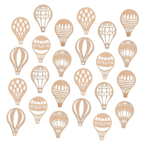 BATHVEVE 24Stücke Heißluftballon Holzscheiben zum Basteln Unbemalte Holz Ausschnitte für DIY Projekte für Kinderaktivitäten Holzhandwerk Scheiben von BATHVEVE