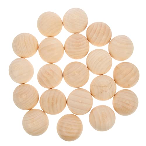BATHVEVE 24Stücke Holzperlen Halbholzkugeln für DIY Bastelprojekte Unvollendete Holzperlen zum Auffädeln und Dekorieren Leicht und Langlebig von BATHVEVE