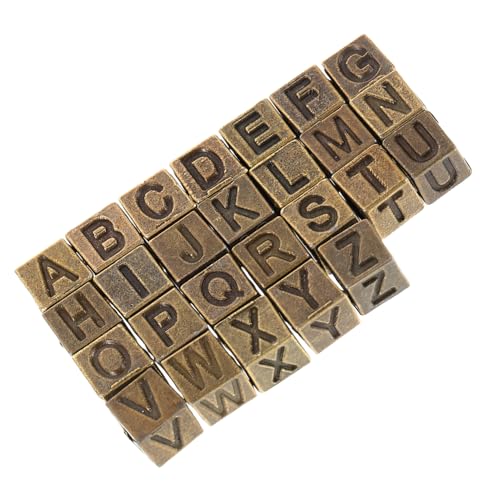 BATHVEVE 26 Stück Retro Buchstabenperlen für Diy Schmuckherstellung Quadratische Metallperlen mit Großem Loch für Armbänder und Kreative Bastelarbeiten BATHVEVE 26 Stück Retro Buchstabenperlen für Diy Schmuckherstellung Quadratische Metallperlen mit Großem Loch für Armbänder und Kreative Bastelarbeiten von BATHVEVE