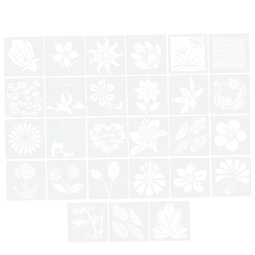 BATHVEVE 27 Blatt Blumenvorlagen Schablone Blumen- Zeichnung Kunst Wand Wände groß Handwerksvorlage malen Vorlagen Bastelfarbe Schablone Malschablone Blumen malen Schablonen von BATHVEVE