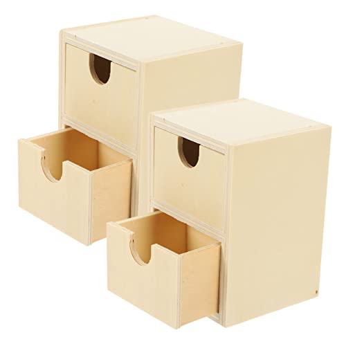 BATHVEVE 2Stücke DIY Kleine Holzschublade Unbemalte für Basteln Langlebiges Holzmaterial Fördert Kreativität und Handfertigkeit Schichten von BATHVEVE