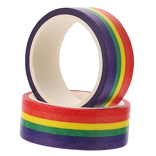 BATHVEVE 2Stücke Regenbogenfarben Washi Tape Dekoratives Klebeband für Scrapbooking Journaling und DIY Projekte pro Einfach Abreißbar Vielseitig Einsetzbar von BATHVEVE