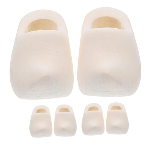 BATHVEVE 3 Paare Mini Klompen Holz Unbemalte Miniaturschuhe für Puppenhaus Dekoration Leicht und Vielseitig Einsetzbar zum Bemalen und Gestalten von Miniatur Szenen von BATHVEVE