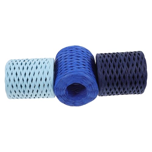 BATHVEVE 3 Rollen Bunte Raffia Papierbänder für Kreative Projekte zum Verpacken Dekorieren von Sträußen und DIY Himmelblau und von BATHVEVE