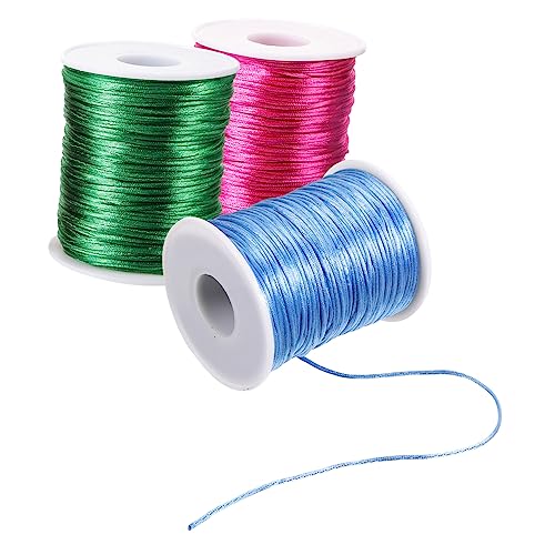 BATHVEVE 3 Rollen Handarbeitsgarn DIY Häkelgarn Strickgarn und Makramee Schnur pro Grün Himmelblau für Kreative Projekte von BATHVEVE