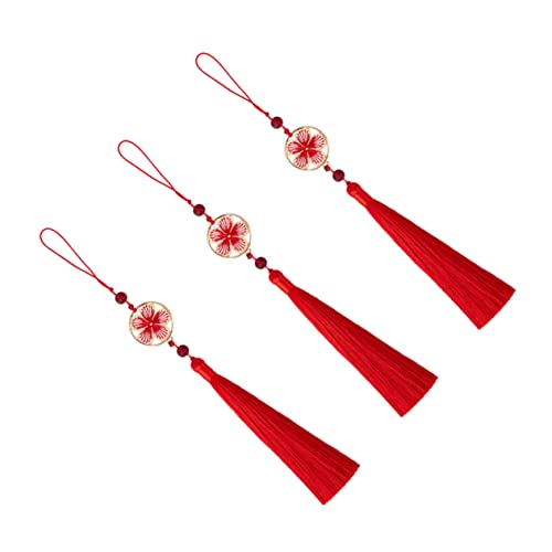 BATHVEVE 3 Stück Teiliges Blumenquasten Anhänger Chinesischer Stil DIY Lesezeichen Hängende Dekoration für Frühlingsfest Farbenfroh und Langlebig von BATHVEVE