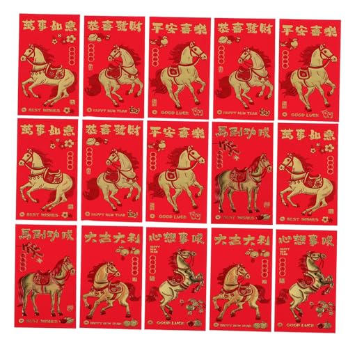 BATHVEVE 30 Stück Chinesische Rote Umschläge Jahr Des Pferdes mit Geprägtem Goldfoliendruck Traditionell Robust für Frühlingsfest Hochzeit Neujahr Hong Bao Geldumschläge von BATHVEVE