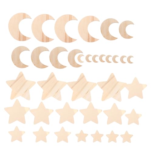 BATHVEVE 36 Stück Sterne und Mondholzstücke ausgeschnitten Form Halbmond Dekoration Thema himmlisch Sternausschnitte aus Holz unfertigte Holzschmuckstücke Holzhandwerk Stern Holzausschnitte BATHVEVE 36 Stück Sterne und Mondholzstücke ausgeschnitten Form Halbmond Dekoration Thema himmlisch Sternausschnitte aus Holz unfertigte Holzschmuckstücke Holzhandwerk Stern Holzausschnitte von BATHVEVE
