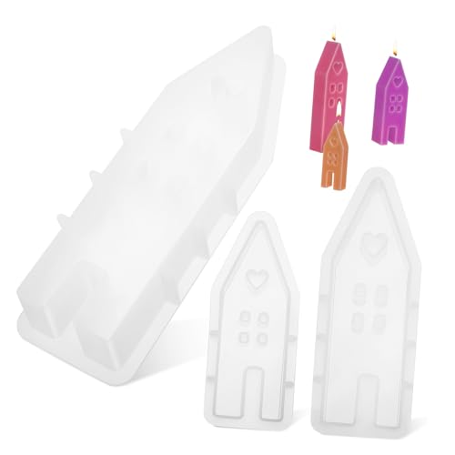 BATHVEVE 3Stücke Silikon Kerzenformen Hausförmig Gießformen für Kekse Wiederverwendbar Hitzebeständig für Bastelprojekte und Weihnachtsdekoration BATHVEVE 3Stücke Silikon Kerzenformen Hausförmig Gießformen für Kekse Wiederverwendbar Hitzebeständig für Bastelprojekte und Weihnachtsdekoration von BATHVEVE