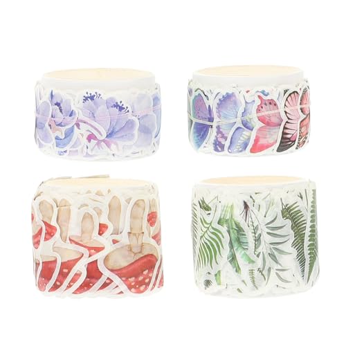 BATHVEVE 4 Rollen Retro-Taschenband Basteln dekoratives Bastelband Scrapbooking-Zubehör Klebstoff Schrottbuch klebeband Werkzeug zum Verpacken von Geschenken bedrucktes Band Buchband Papier von BATHVEVE