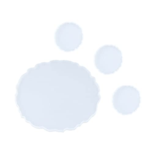 BATHVEVE 4 Stück Kristall-Epoxy-Form weißes rundes Tablett Epoxid-Tischform groß Handwerk epoxidharz Schalenform aus Silikon Tablett-Epoxy-Gießform Epoxidschalenform Kieselgel von BATHVEVE