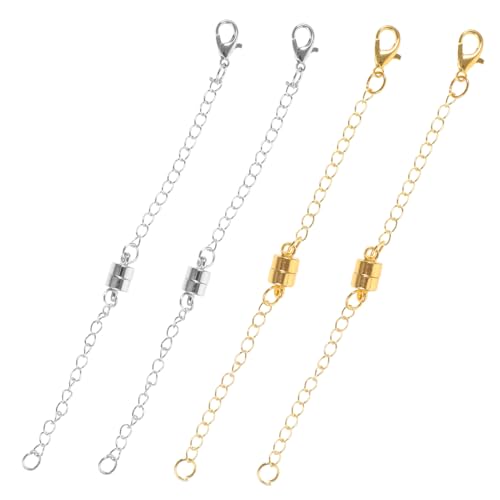 BATHVEVE 4 Stück Magnetischer Kettenverlängerer Teiliges aus Langlebiger und Verstellbare Schmuckverlängerung für Halsketten Armbänder DIY Schmuckzubehör in Gold und Weiß BATHVEVE 4 Stück Magnetischer Kettenverlängerer Teiliges aus Langlebiger und Verstellbare Schmuckverlängerung für Halsketten Armbänder DIY Schmuckzubehör in Gold und Weiß von BATHVEVE