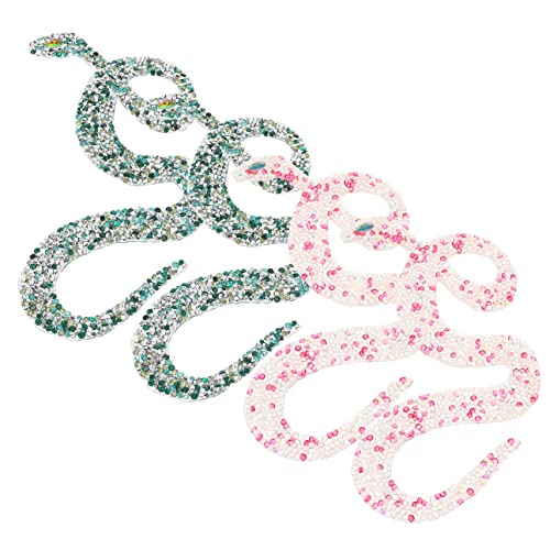 BATHVEVE 4 Stück Schlangenförmige Strass Patches für DIY Kleidung Hautfreundlich Vielseitig Einsetzbar für Bekleidung Hüte und Taschen Kreative Applikationen mit Rhinestones von BATHVEVE