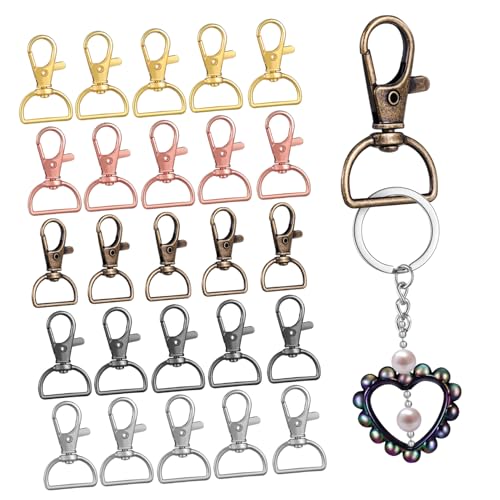 BATHVEVE 40 Stück Teiliges Metall D Ringe Karabinerhaken mit Drehverschluss für Schlüsselanhänger Farben Robuste für Schlüssel Abzeichen und Kleine Werkzeuge von BATHVEVE