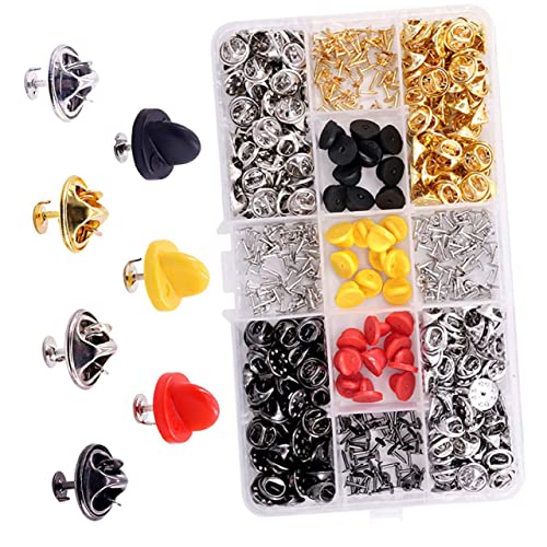BATHVEVE 430 Stück Broschenverschluss Set Selbstsichernde Metall und Gummistifte für DIY Projekte Geeignet für Abzeichen Namensschilder und Schmuckherstellung von BATHVEVE