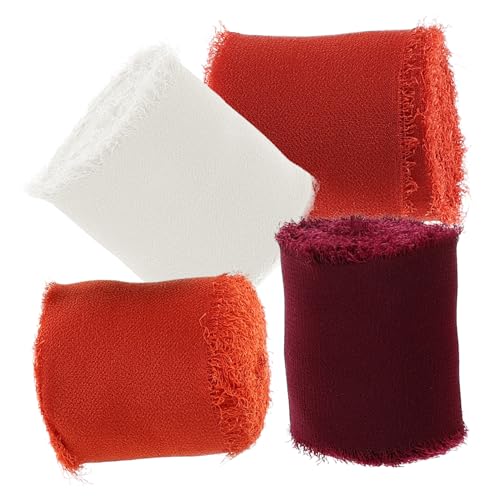 BATHVEVE 4Rollen DIY Geschenkband Für Hochzeitssträuße Dekoband Gewebtem Chiffon Rostrot Pro Rolle Für Verpackungen Und Schleifen von BATHVEVE