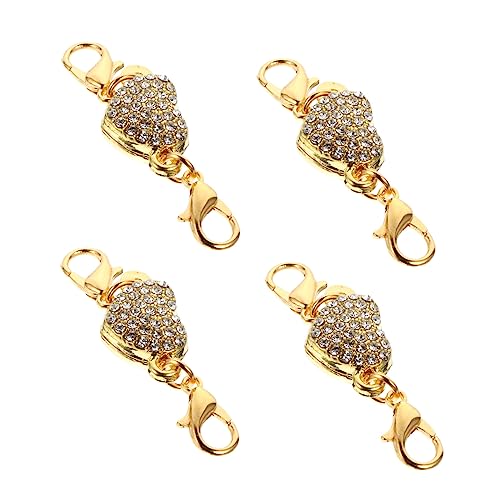 BATHVEVE 4Stücke Herzförmige Zirkonia Schmuckverschlüsse Goldfarbene Halsketten und Armband Extender DIY Schmuckverbindung Einfach zu Installieren für Freundschaftsbänder von BATHVEVE