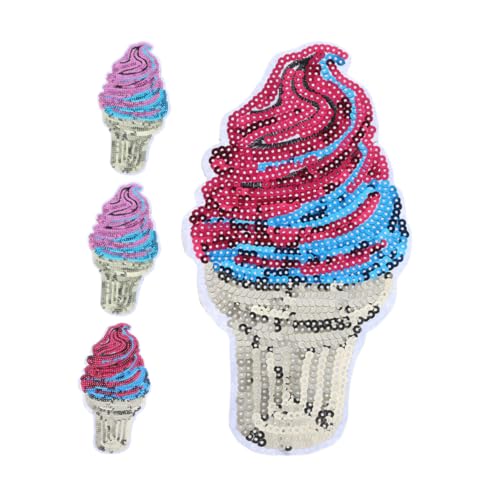 BATHVEVE 4pcs Eiscreme Stickerei Applique Flecken Nähen Pailletten Flecken Eisen Auf Patch Applique Für Bag Rucksack Jacke T-shirt Kleidungshüte Jeans von BATHVEVE