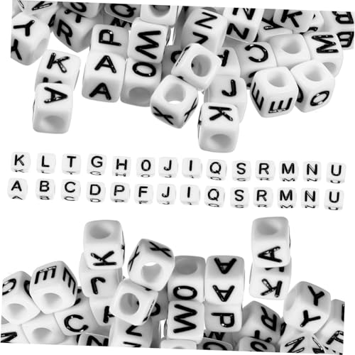 BATHVEVE 500 Stück Acryl Buchstabenperlen Weiße und Schwarze Spacer Beads für DIY Schmuckherstellung Armbänder Halsketten Kreative Alphabetperlen zum Auffädeln von BATHVEVE