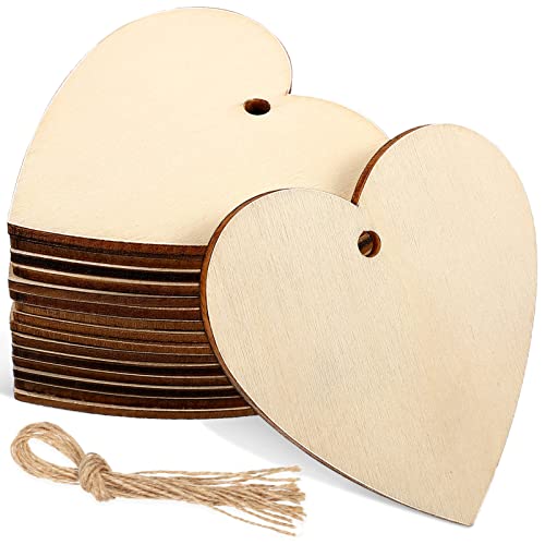 BATHVEVE 50Stücke Holzherzen mit Seilen Unvollendete Holzscheiben für DIY Bastelprojekte Anhänger zum Bemalen Rustikale Ornamente für Hochzeiten und Feste BATHVEVE 50Stücke Holzherzen mit Seilen Unvollendete Holzscheiben für DIY Bastelprojekte Anhänger zum Bemalen Rustikale Ornamente für Hochzeiten und Feste von BATHVEVE