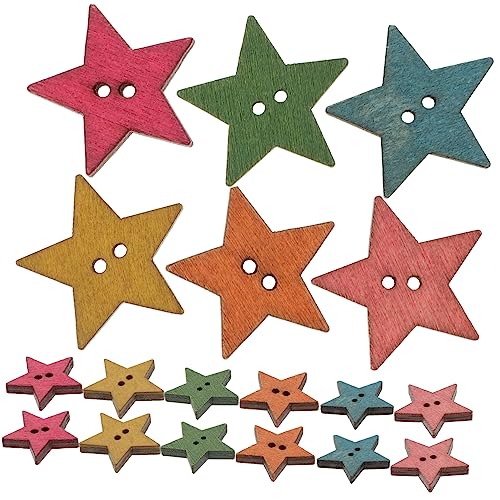 BATHVEVE 50Stücke Retro Holzknöpfe Sternform Fünfzackige Knöpfe für DIY Projekte Scrapbooking und Dekoration Glatte Oberfläche Langlebig und Dekorativ von BATHVEVE