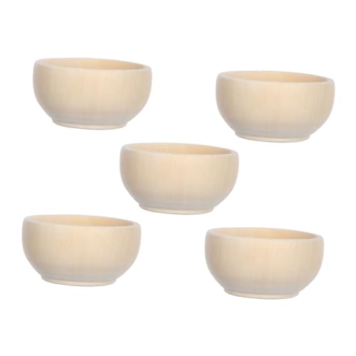 BATHVEVE 5Stücke Mini Holzschalen Unbehandelte DIY Holzschalen für Kreative Tischdekoration Kunsthandwerk und für Hochzeiten Partys und Bastelprojekte von BATHVEVE