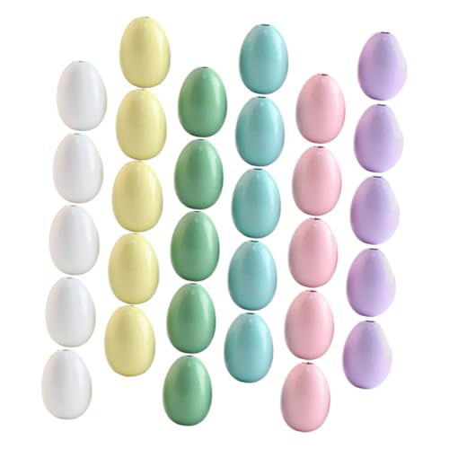 BATHVEVE 60 Stück Holzperlen Bunte DIY Holzperlen für Ostern zum Auffädeln Basteln und Dekorieren Zubehörteile für Kreative Projekte und Handarbeiten von BATHVEVE