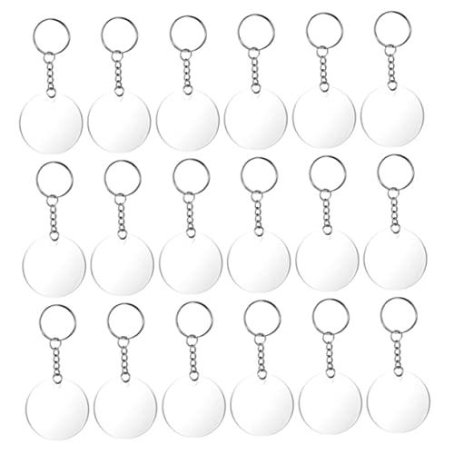 BATHVEVE 60 Stück Rundes Acryl Schlüsselanhänger DIY Set Transparente Acryl Rohlinge Schlüsselringe für Kreative Projekte für Taschenanhänger und Persönliche von BATHVEVE