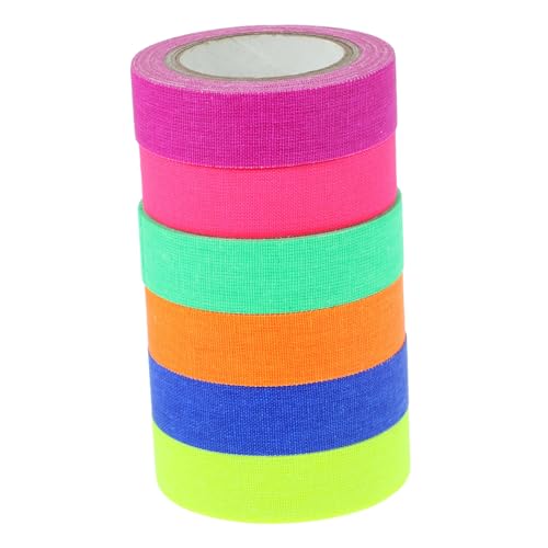 BATHVEVE 6Rollen Neon Fluoreszierendes Klebeband Leuchtend für Partydekoration und Bühnenauftritte für Trockene Oberflächen Rückstandsfrei Ablösbar von BATHVEVE