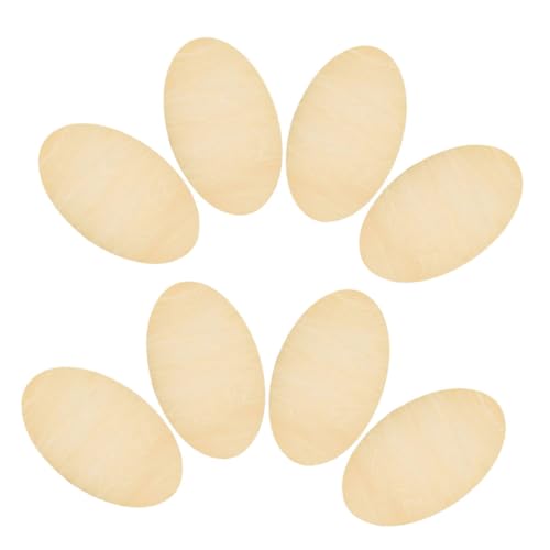 BATHVEVE 8 Stück Ovale Holzspäne Holzhandwerk Für Souvenirs Unbemalte Holzformen Holzscheiben Holzleerausschnitte Holzschmuck Zum Bemalen Unlackierte Holzplatte Buchsbaum Beige von BATHVEVE