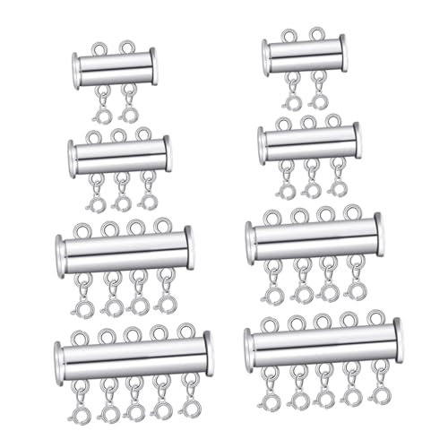 BATHVEVE 8 Stück Teiliges Slide Lock Clasp Perlenverschluss für Armbänder und DIY Schmuckzubehör mit Multi Strang Röhrenverschluss Silber für Stränge BATHVEVE 8 Stück Teiliges Slide Lock Clasp Perlenverschluss für Armbänder und DIY Schmuckzubehör mit Multi Strang Röhrenverschluss Silber für Stränge von BATHVEVE
