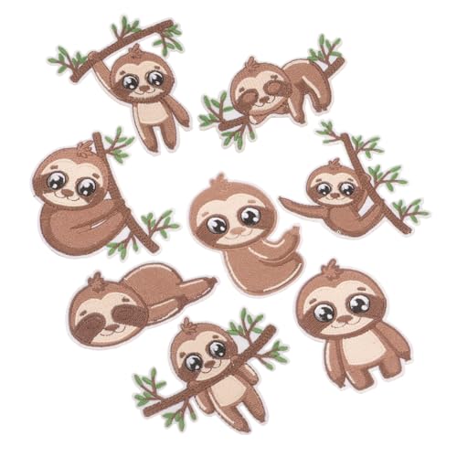 BATHVEVE 8Stücke Niedliche Faultier Patches Bügel und Nähflicken für Kleidung Taschen Hüte Cartoon Design Langlebig und Vielseitig Einsetzbar DIY Dekoration für Rucksäcke von BATHVEVE