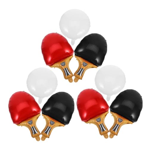 BATHVEVE 9 Stück Teiliges Folienballons Tischtennisball und Schläger Langlebig Wiederverwendbar Sportliches Partydekor in Rot und Schwarz für Sportthemen-events und Geburtstagsfeiern von BATHVEVE