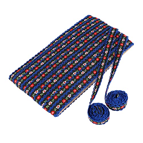 BATHVEVE Besticktes Spitzenband Stickerei Spitzenbesatz Spitzenstoff Nähen Fransenband Spitzenbänder Zum Basteln Kleidung Spitzenbesatz Blumenapplikation Gold Blue von BATHVEVE