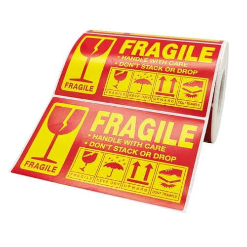 BATHVEVE Fragile Warnaufkleber Selbstklebend Kleine Etiketten für Verpackung und Versand Bruchsichere Caution Sticker für Kartons Leichte Haltbare Warnsticker für Zerbrechliche Waren BATHVEVE Fragile Warnaufkleber Selbstklebend Kleine Etiketten für Verpackung und Versand Bruchsichere Caution Sticker für Kartons Leichte Haltbare Warnsticker für Zerbrechliche Waren von BATHVEVE