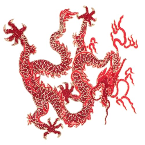 BATHVEVE Großer Gestickter Drache Bügelpatch Chinesische Applikation für DIY Kleidung Stilvolle Dekoration und Reparatur von Löchern Geeignet für Taschen Hüte und Mehr von BATHVEVE